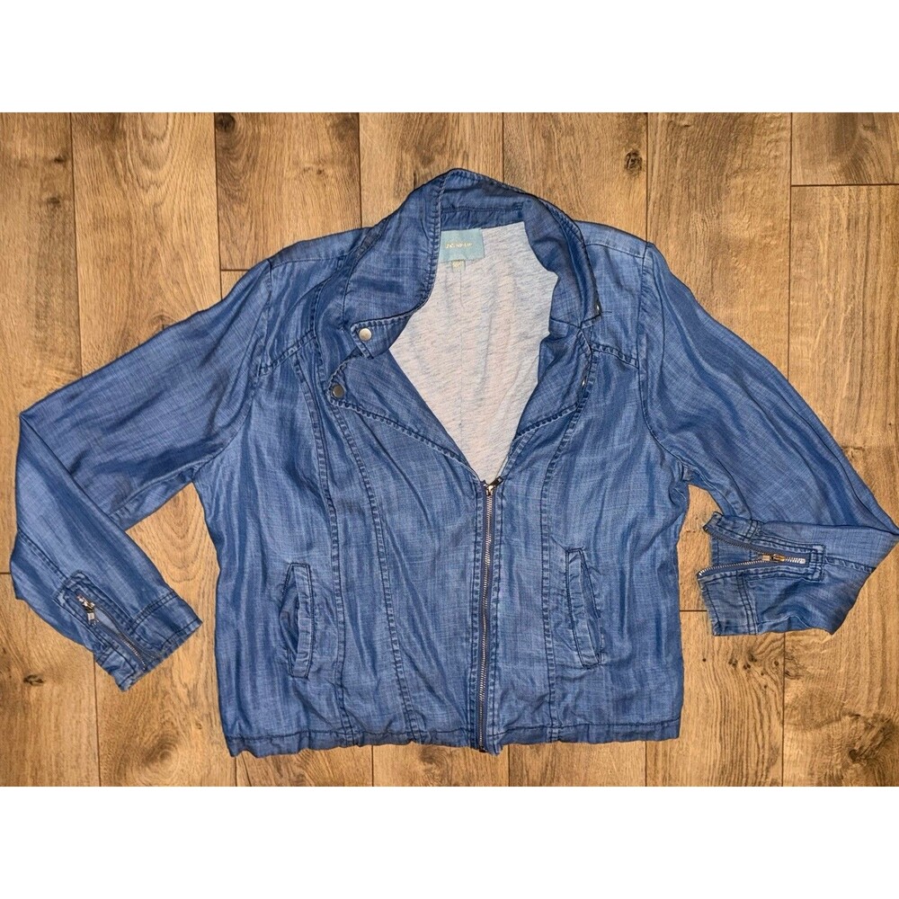 Skies Are Blue Denim Blazer Style#21871DL Zip Up Size XL